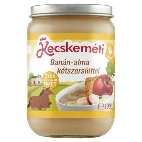 Kecskeméti banán-alma kétszersülttel bébidesszert 4 hónapos kortól 190 g termékhez kapcsolódó kép