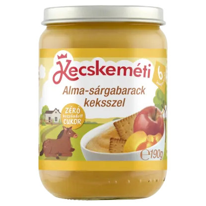 Kecskeméti alma-sárgabarack keksszel bébidesszert 6 hónapos kortól 190 g termékhez kapcsolódó kép