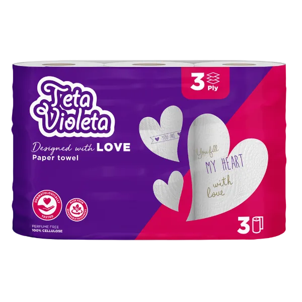 Violeta háztartási papírtörlő LOVE 3 réteg 3 tekercs termékhez kapcsolódó kép