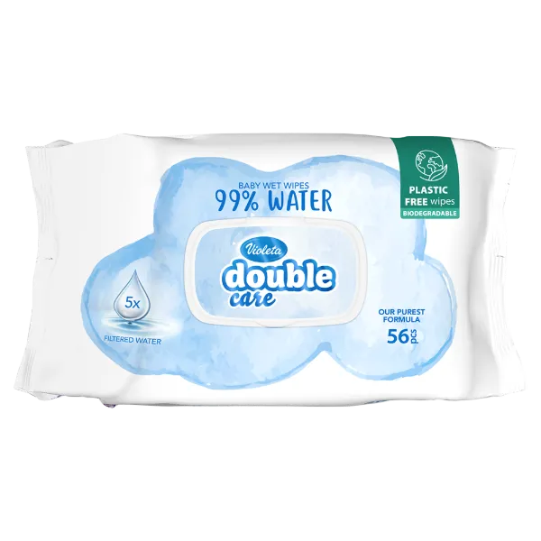 VIOLETA Double Care popsitörlő 56db - water care, 99% vízzel (14db/#) termékhez kapcsolódó kép