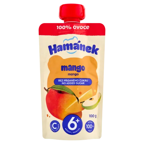 Hamánek alma és mangó gyümölcspüré 6 hónapos kortól 100 g termékhez kapcsolódó kép