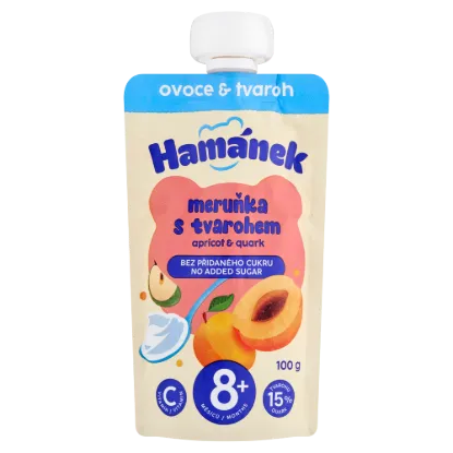 Hamánek alma sárgabarackkal és túróval gyümölcspüré 6 hónapos kortól 100 g termékhez kapcsolódó kép