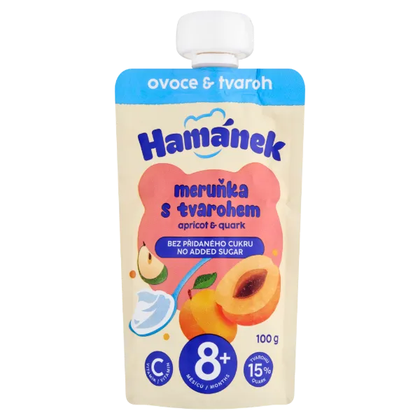 Hamánek alma sárgabarackkal és túróval gyümölcspüré 6 hónapos kortól 100 g termékhez kapcsolódó kép