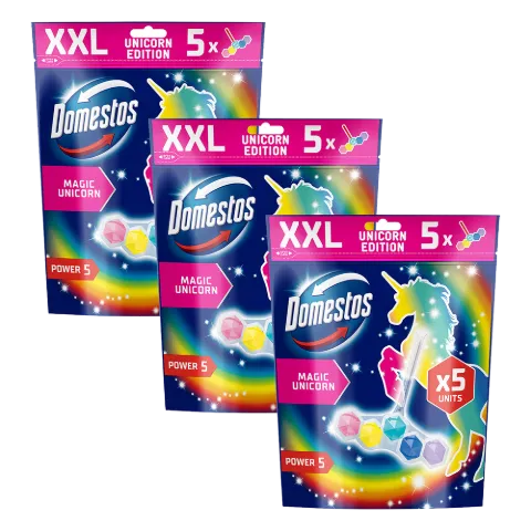 Domestos Power 5 Magic Unicorn WC-frissítő blokk 5 x 50 g termékhez kapcsolódó kép