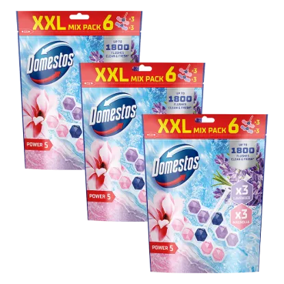 Domestos Power 5 Magnolia/Lavender WC frissítő blokk 6 x 50 g termékhez kapcsolódó kép
