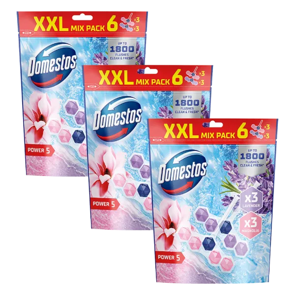 Domestos Power 5 Magnolia/Lavender WC frissítő blokk 6 x 50 g termékhez kapcsolódó kép