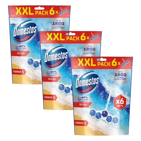 Domestos Power 5 Ocean WC frissítő blokk 6 x 50 g termékhez kapcsolódó kép