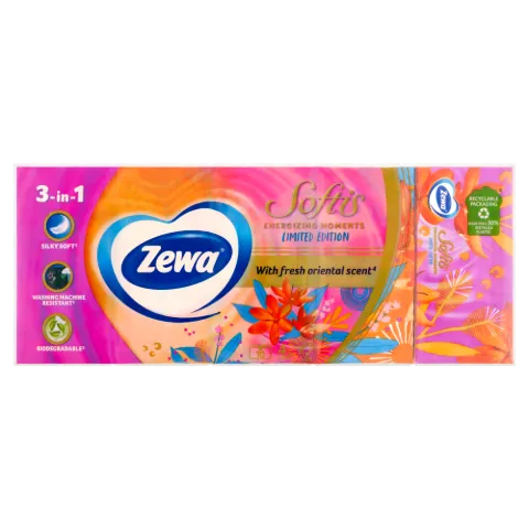 Zewa Softis 4 rétegű papír zsebkendő LE "Fresh Green" 10x9 db termékhez kapcsolódó kép
