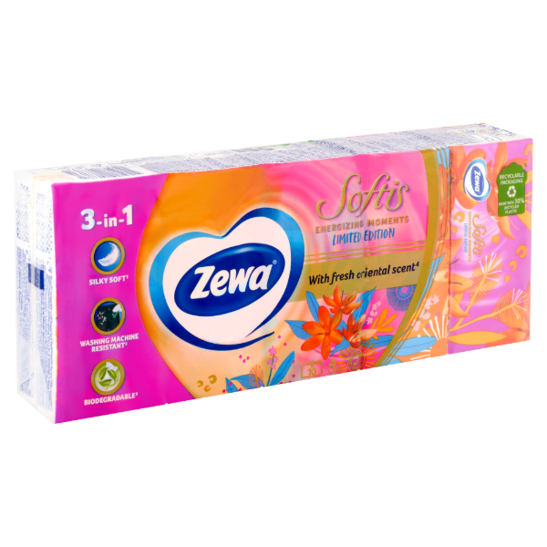 Zewa Softis 4 rétegű papír zsebkendő LE "Fresh Green" 10x9 db termékhez kapcsolódó kép
