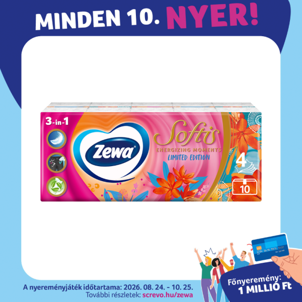 Zewa Softis 4 rétegű papír zsebkendő LE "Fresh Green" 10x9 db termékhez kapcsolódó kép