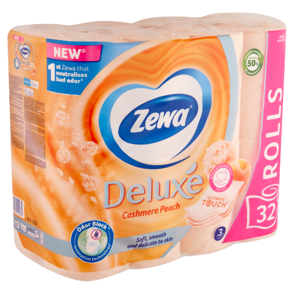 Zewa Deluxe Cashmere Peach toalettpapír 3 rétegű 32 tekercs termékhez kapcsolódó kép