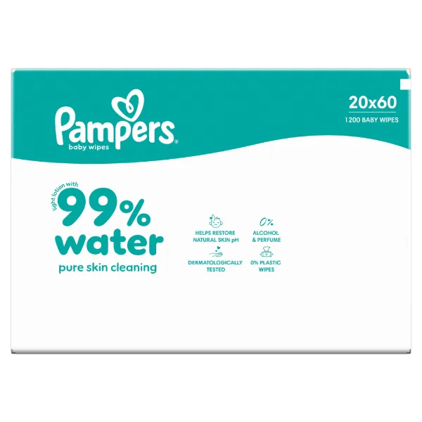Pampers törlőkendő Aqua 99% water 20x60db termékhez kapcsolódó kép