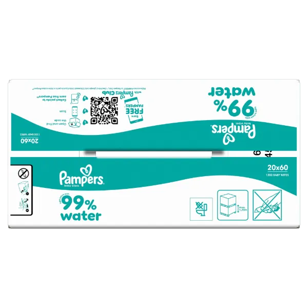 Pampers törlőkendő Aqua 99% water 20x60db termékhez kapcsolódó kép