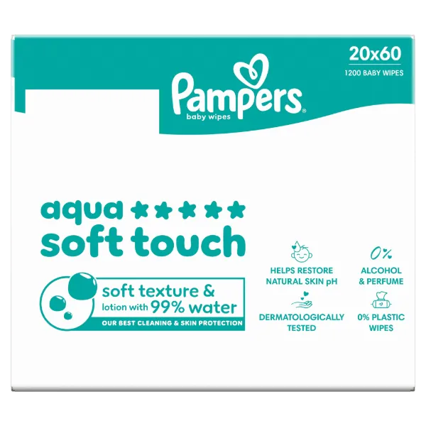 Pampers törlőkendő Aqua Soft Touch 20x60 termékhez kapcsolódó kép