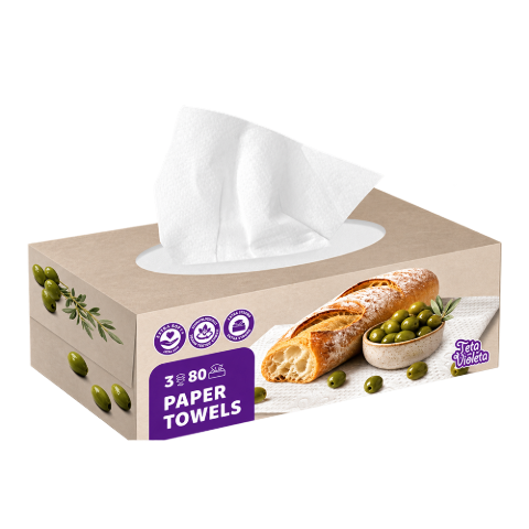VIOLETA dobozos háztartási törlő 3 rét/80 lap, 2 design (12/#) termékhez kapcsolódó kép